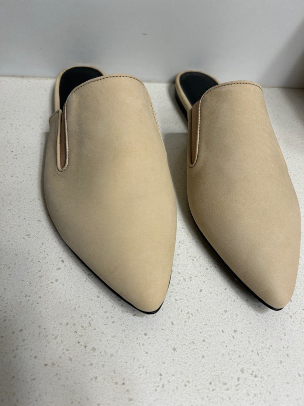 Jenni Kaye Pointed Toe Slip-On Mules in Beige Cream 37